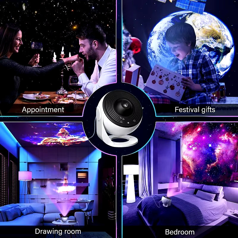 Night Light Galaxy Projector Starry Sky Projector 360° Rotate Planetarium Lamp for Kid Bedroom Living Room Galaxy Atmosphere Led