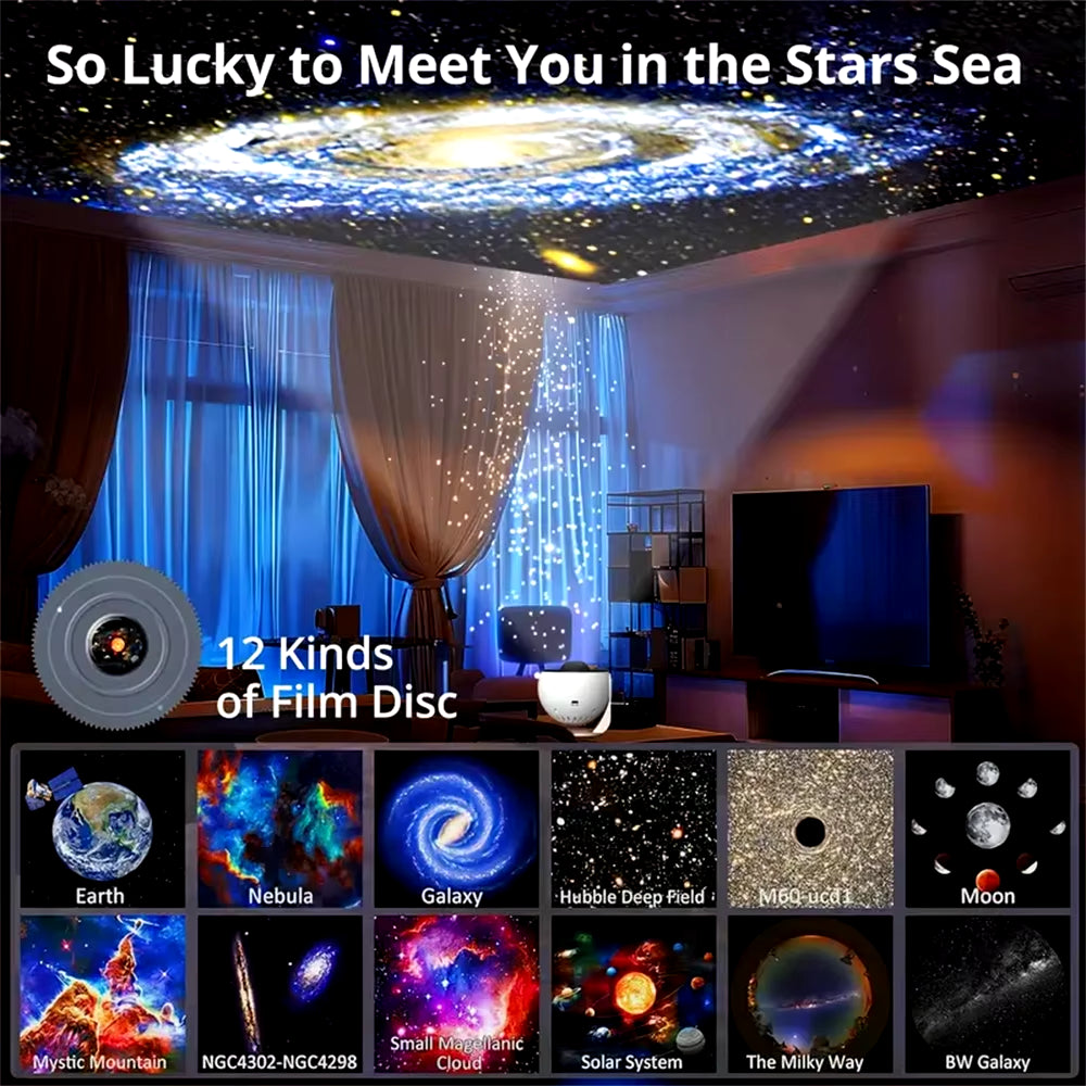 Night Light Galaxy Projector Starry Sky Projector 360° Rotate Planetarium Lamp for Kid Bedroom Living Room Galaxy Atmosphere Led